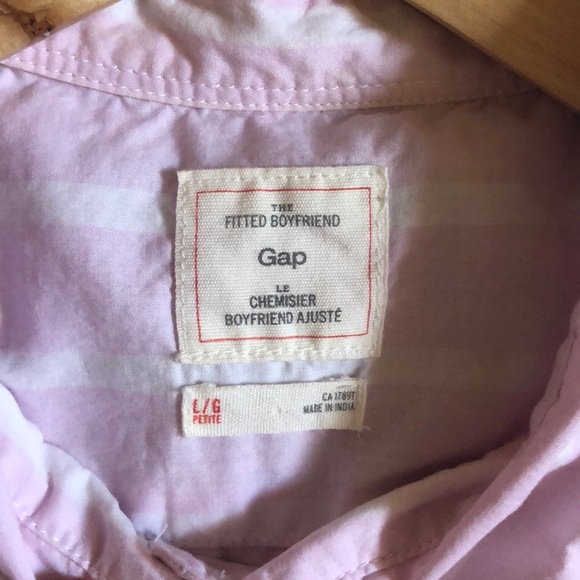 GAP Lilac Stripe Fitted Boyfriend Button Down - Picture 6 of 7